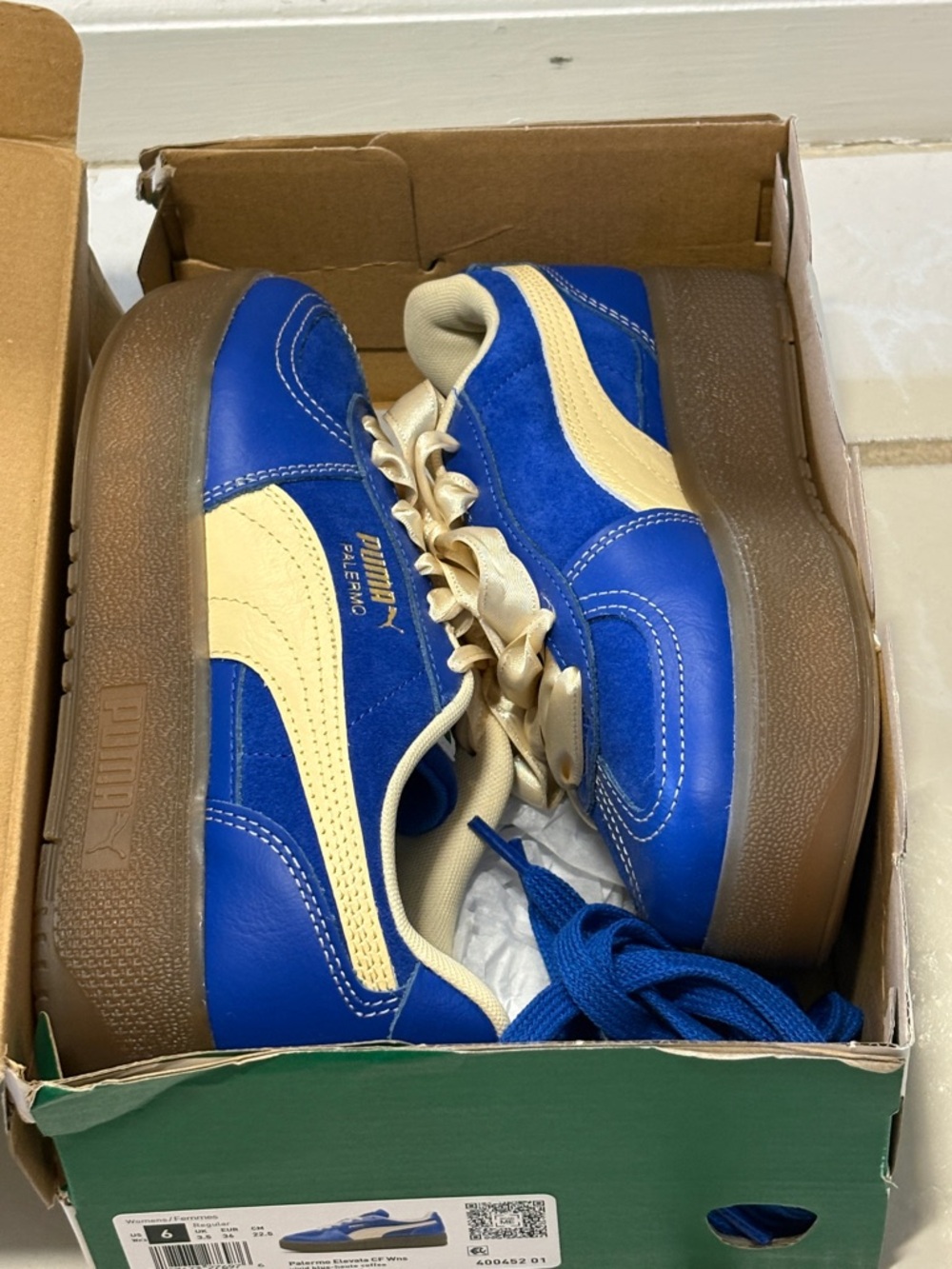 Puma Palermo Platform Sneakers in Blue & Cream - Picture 8 of 8